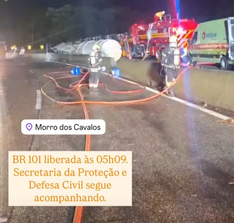 BR 101 – KM 233 Morro dos Cavalos está liberada